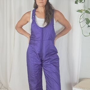 Vintage 90s Lift 7 Ski Bibs Purple Nylon Snowpants SzS